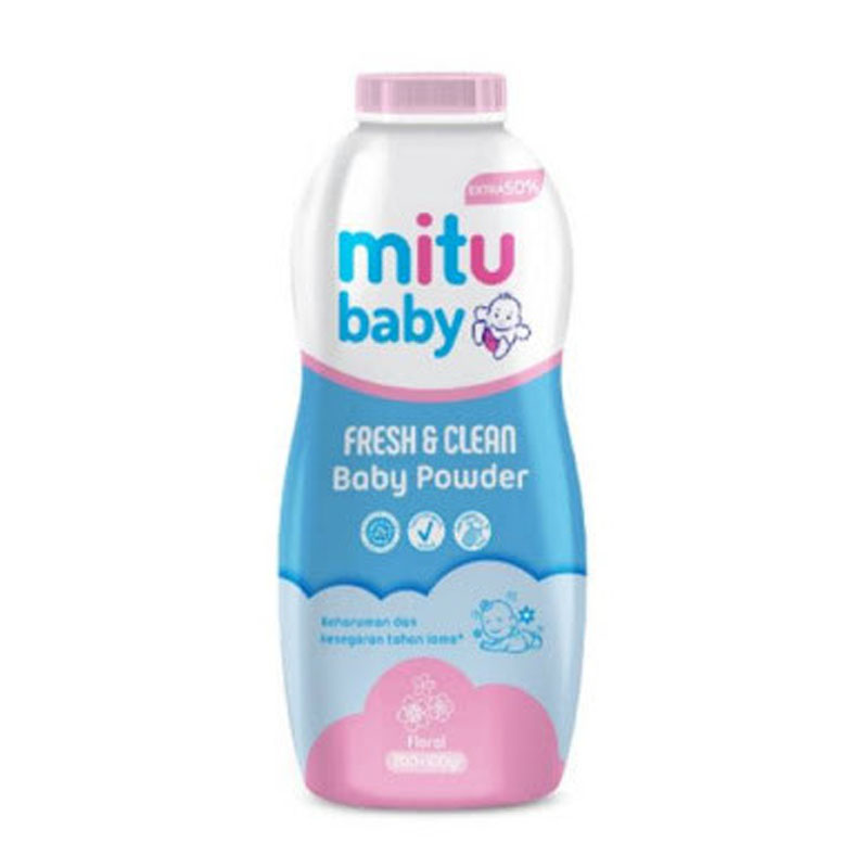 Mitu Baby Powder Fresh And Clean (Pink) 200gr | Gogobli