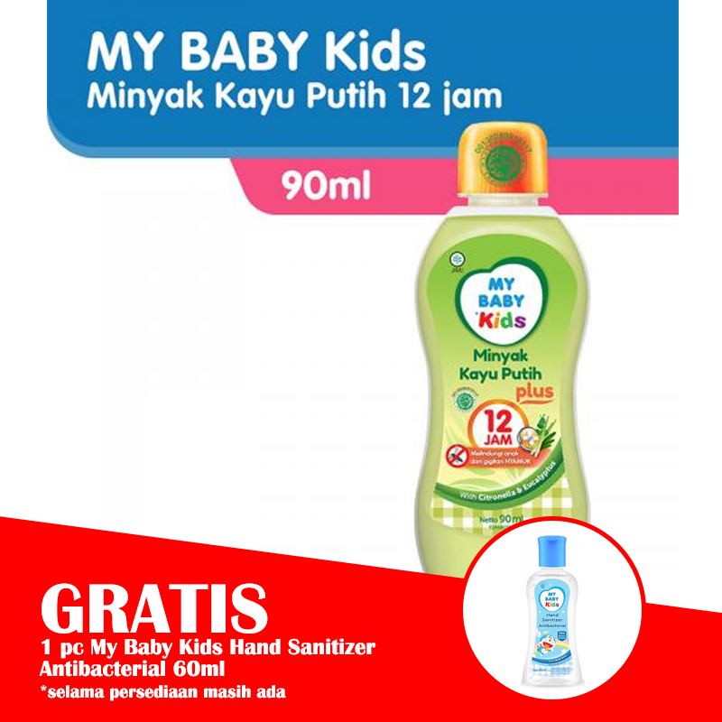 My Baby Kids Minyak Kayu Putih Plus 90ml (BONUS 1pc My Baby Kids Hand Sanitizer Antibacterial 60ml) | Gogobli