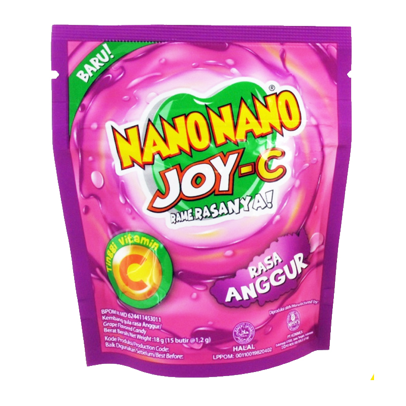 Nano-Nano Joy C Rasa Anggur Pouch 18gr (15 Butir @ 1.2gr) | Gogobli