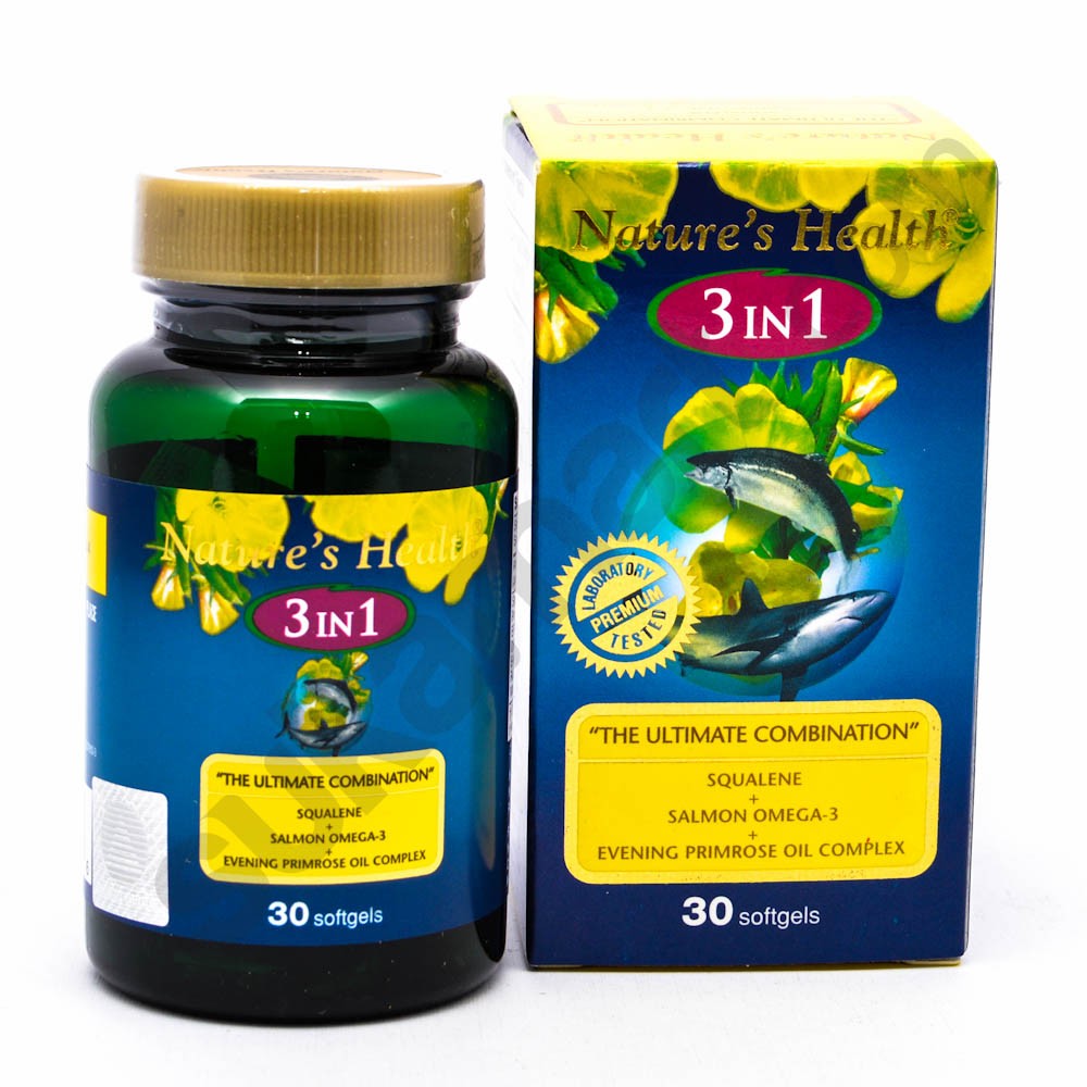 Natures Health Squalene Plus Salmon Omega And Epo (3 In 1) 30 Softgels | Gogobli