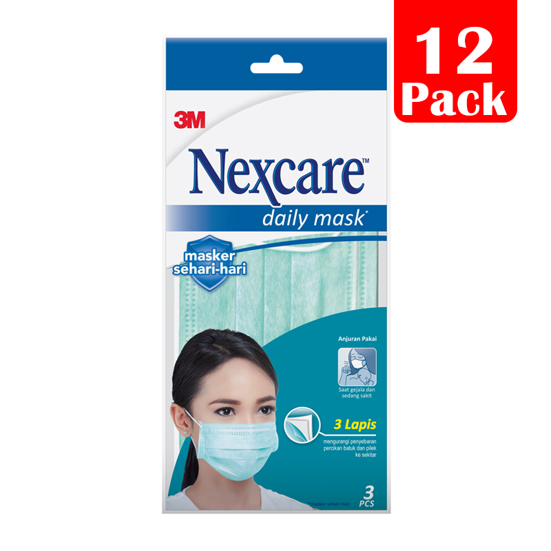 Nexcare Daily Mask 3 Ply Earloop 3s (12 Pack) | Gogobli