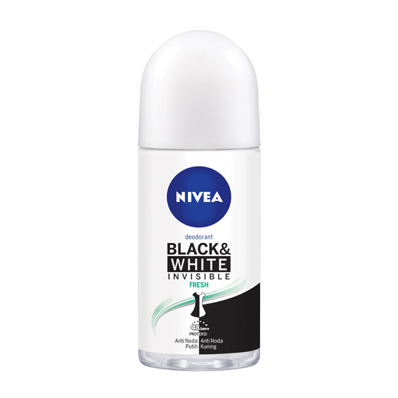 Nivea Deodorant Roll On Invisible Black And White Fresh 25ml | Gogobli