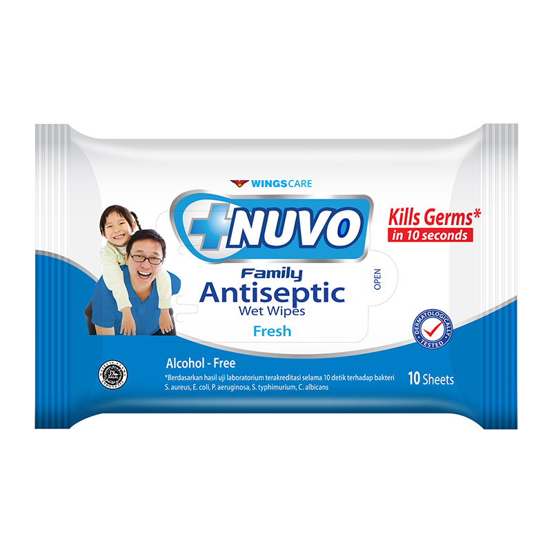 Nuvo Family Antiseptic Wet Wipes Fresh 10 Sheets | Gogobli
