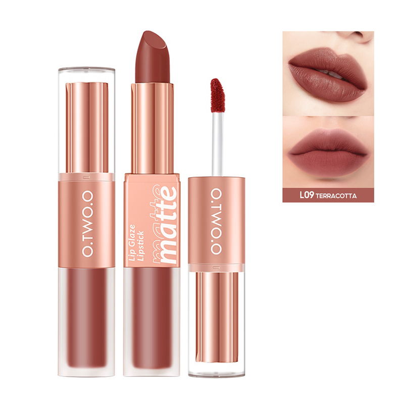 O.Two.O Lip Glaze Lipstick Matte Double Ended L09 Terracotta 6.5gr | Gogobli