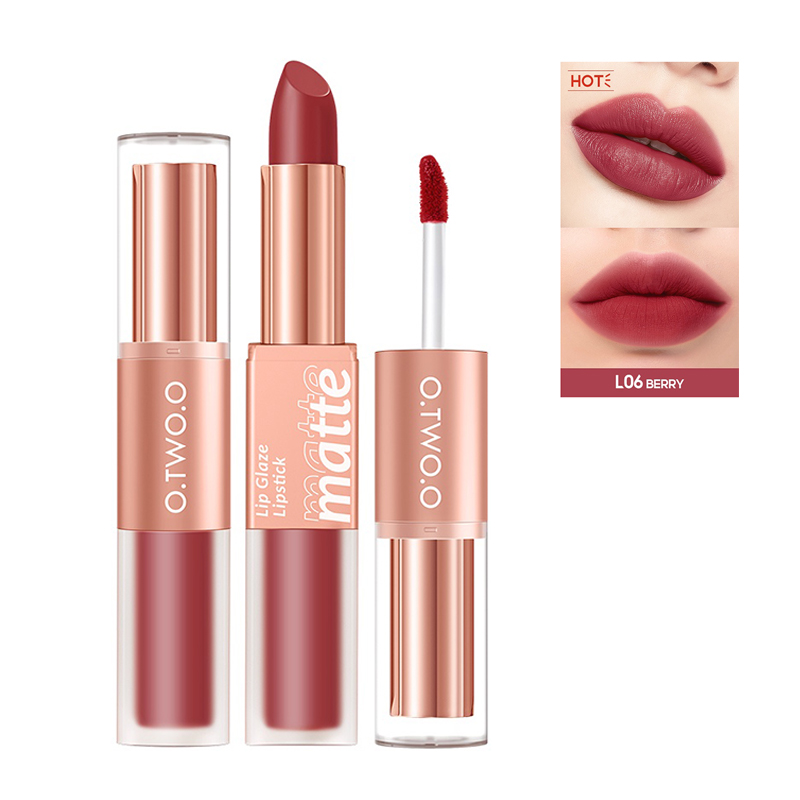 O.Two.O Lip Glaze Lipstick Matte Double Ended L06 Berry 6.5gr | Gogobli