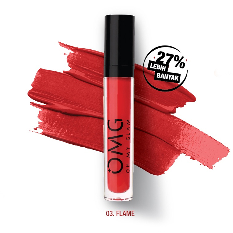 OMG Oh My Glam Matte Kiss Lip Cream 03 Flame 3.5gr | Gogobli
