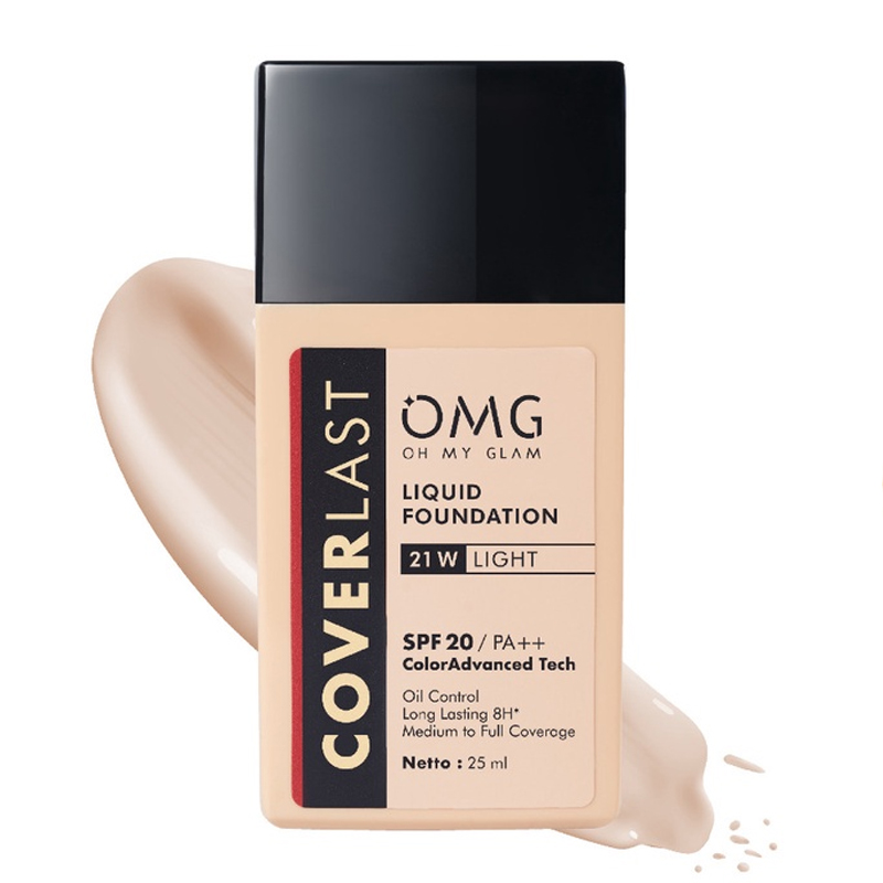 OMG Oh My Glam Coverlast Liquid Foundation 21 W Light 25ml | Gogobli