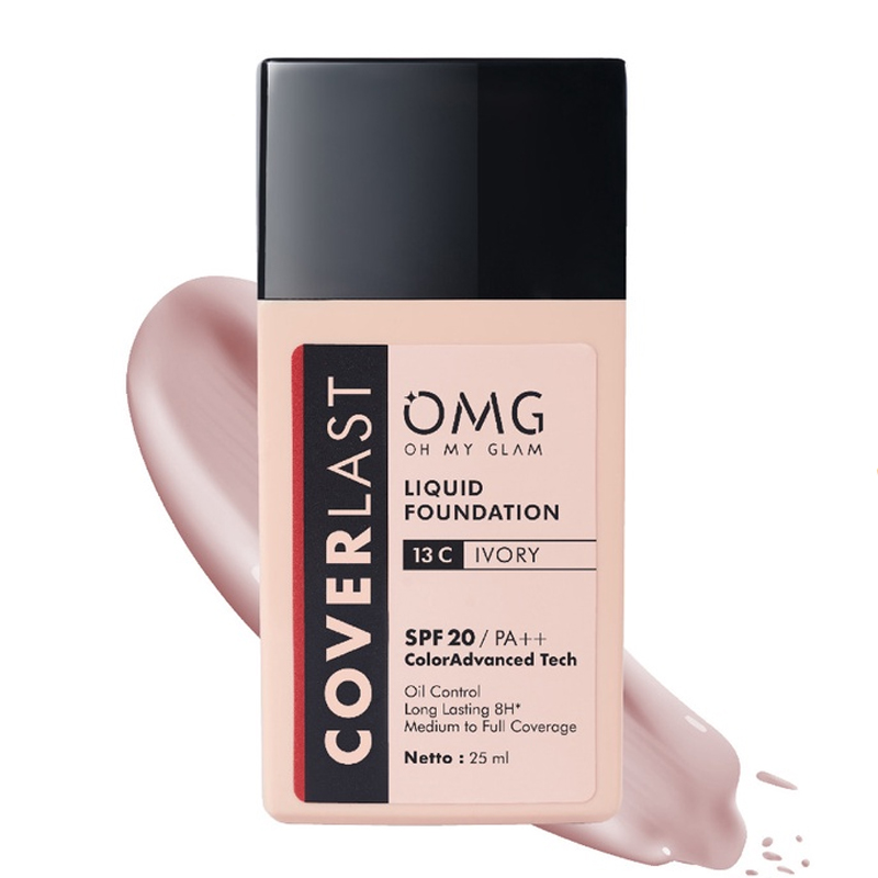 OMG Oh My Glam Coverlast Liquid Foundation 13 C Ivory 25ml | Gogobli