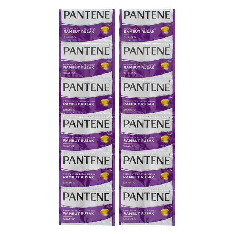 Pantene Shampo Perawatan Total Untuk Rambut Rusak Renceng (10ml X 12 Sachet) | Gogobli