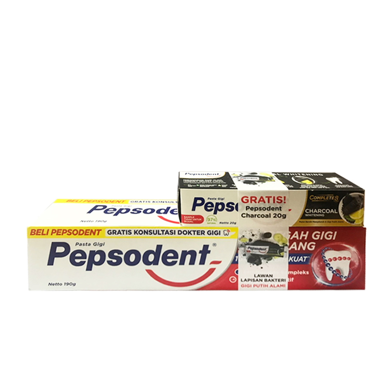 Pepsodent White 190gr (GRATIS Pepsodent Charcoal 20gr) | Gogobli