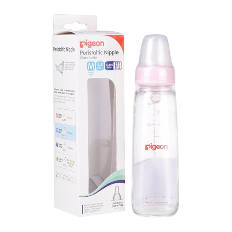 Pigeon Botol Susu Kaca K-8 Pink 240ml | Gogobli