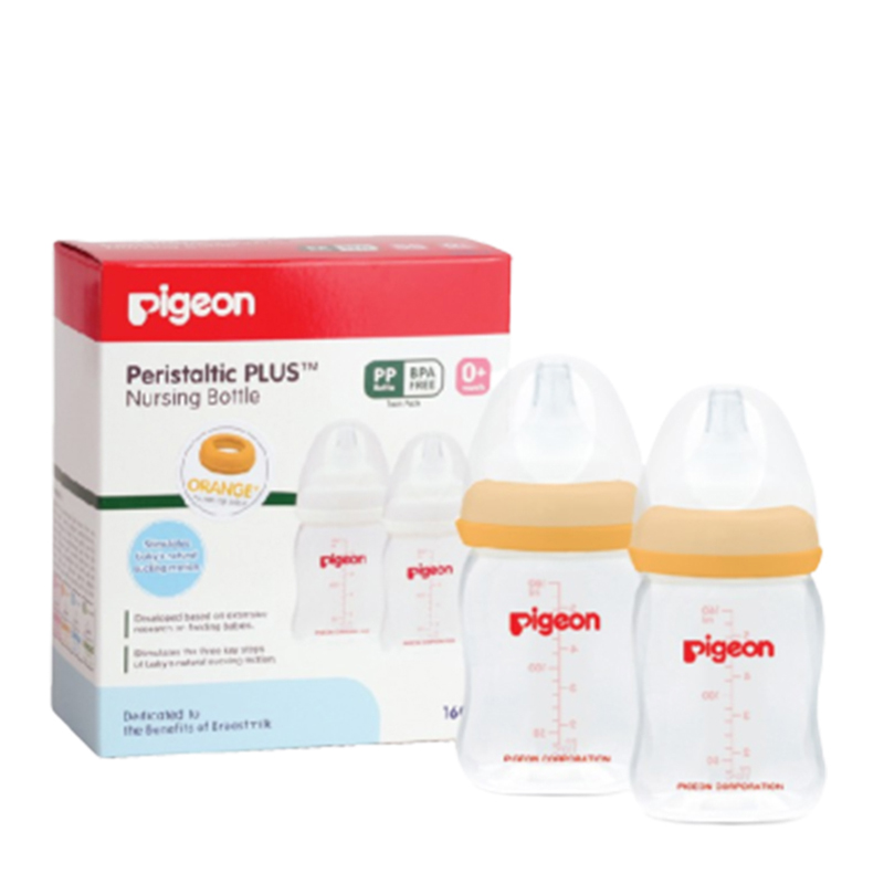 Pigeon Botol Susu PP Wide Neck Orange 160ml - 2pcs | Gogobli