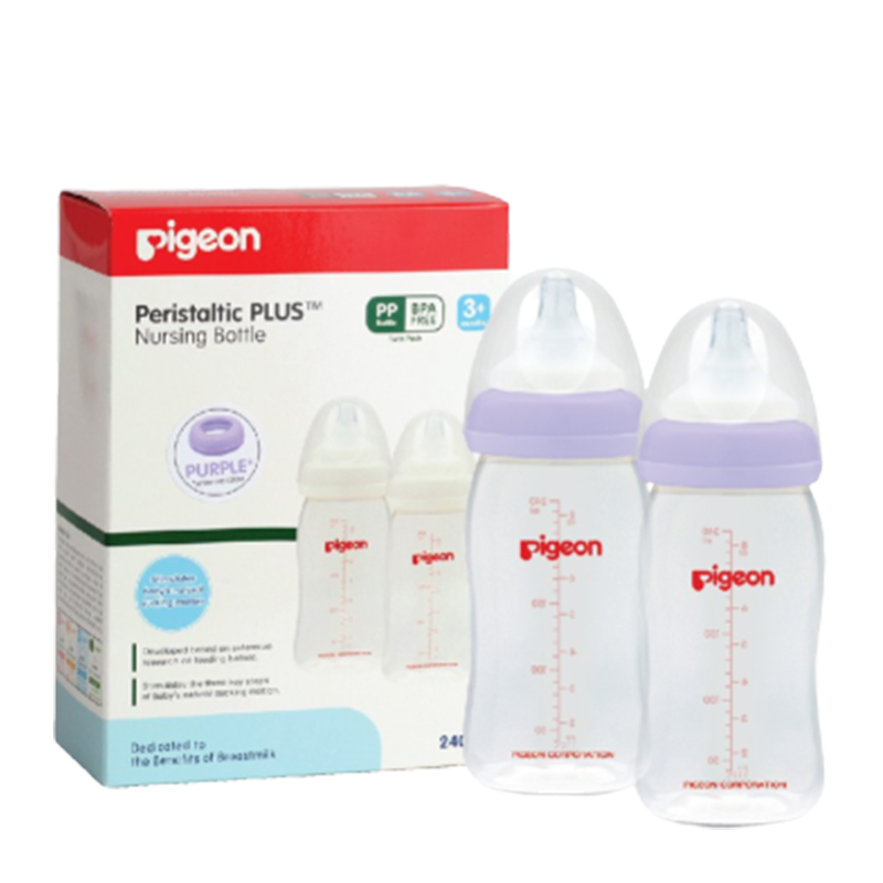 Pigeon Botol Susu PP Wide Neck Purple 240ml - 2pcs | Gogobli