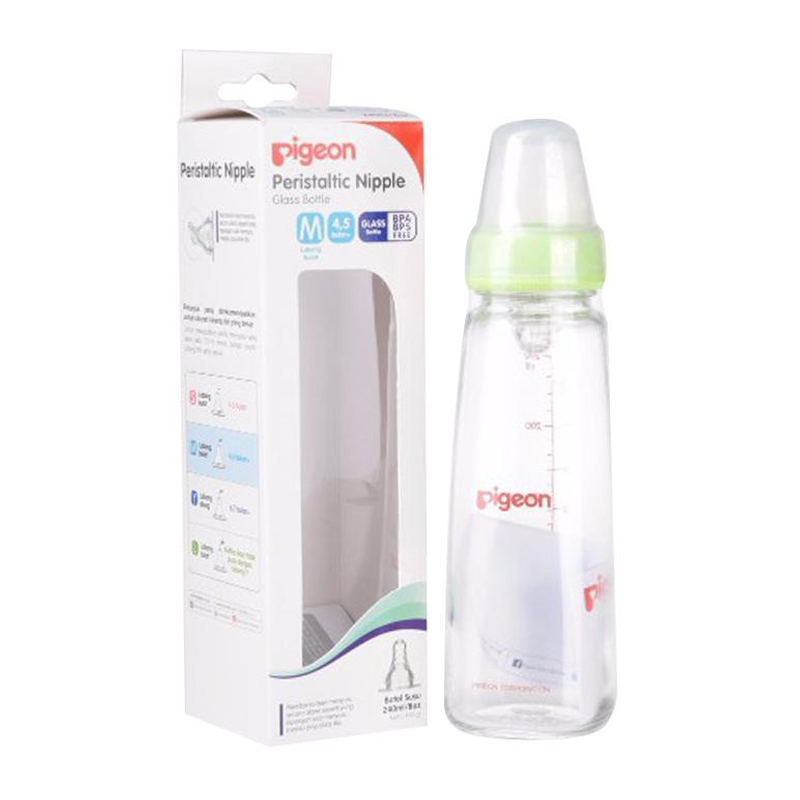 Pigeon Botol Susu Kaca K-8 Green 240ml | Gogobli