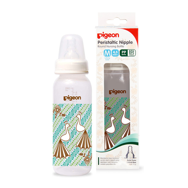 Pigeon Botol PP RP Silicone Nipple Type S Batik Merak 240ml | Gogobli