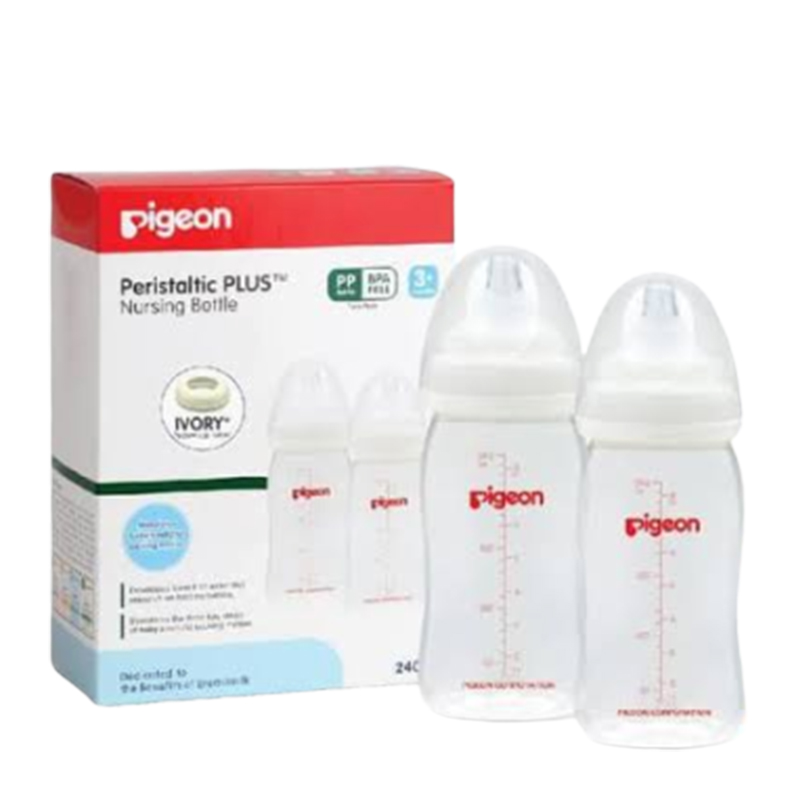 Pigeon Botol Susu PP Wide Neck Ivory 240ml - 2pcs | Gogobli