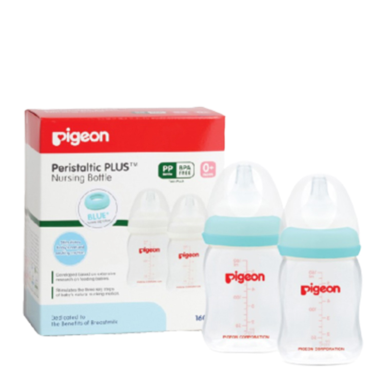 Pigeon Botol Susu PP Wide Neck Blue 160ml - 2pcs | Gogobli