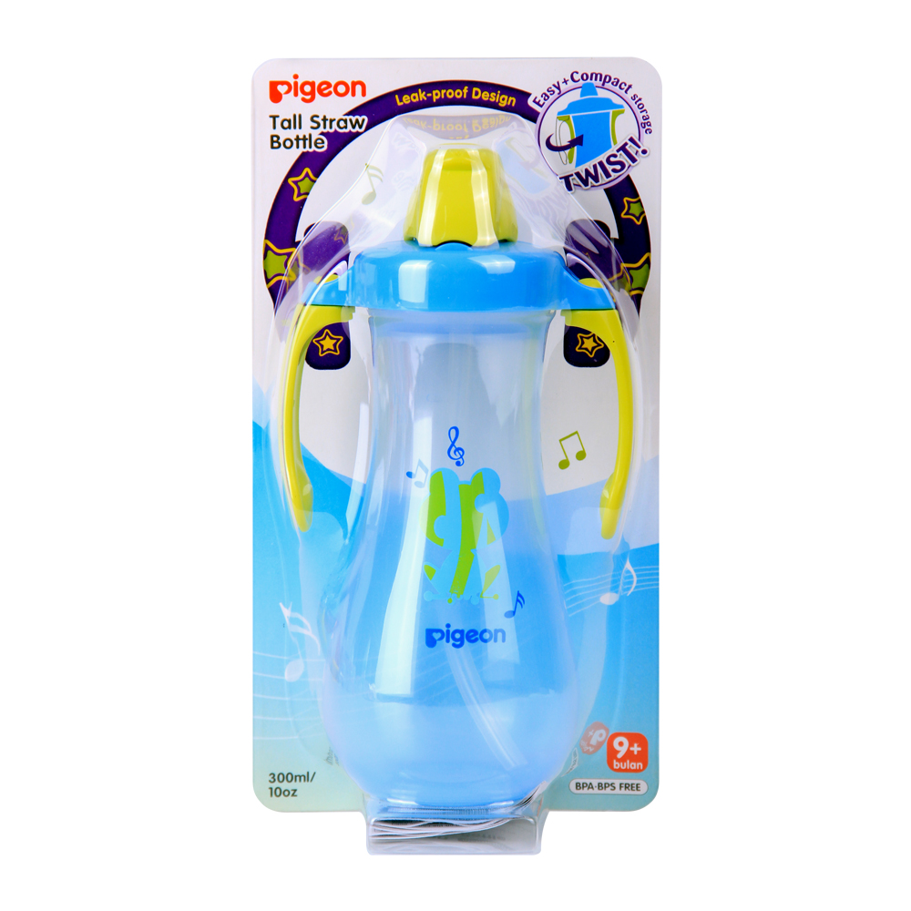 Pigeon Tall Straw Bottle Blue 300ml | Gogobli