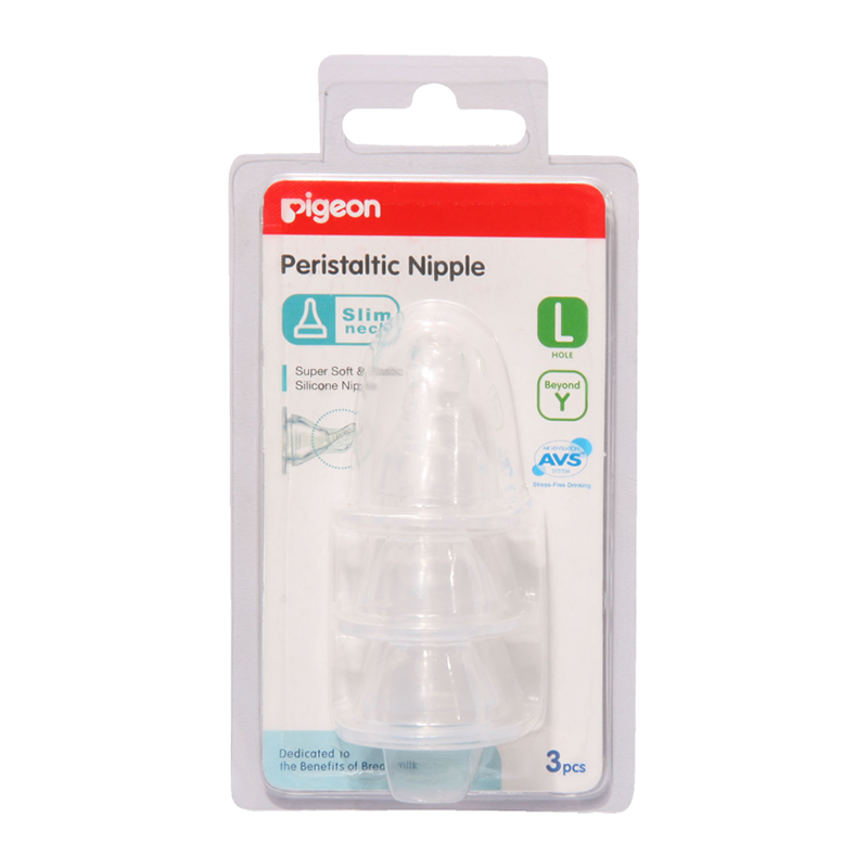 Pigeon Peristaltic Slim Neck Nipple 3s L | Gogobli