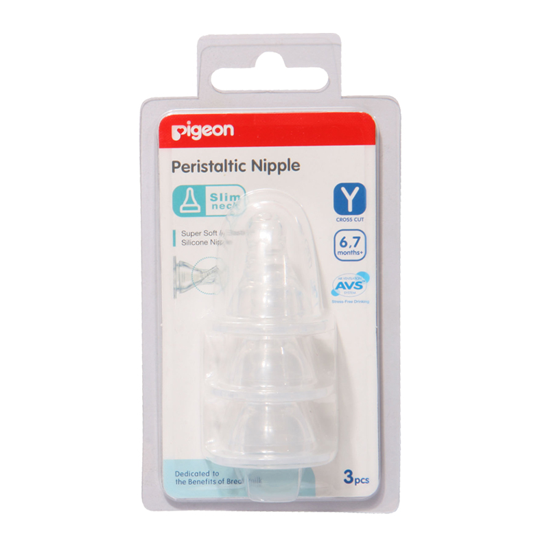Pigeon Peristaltic Slim Neck Nipple 3s Y | Gogobli