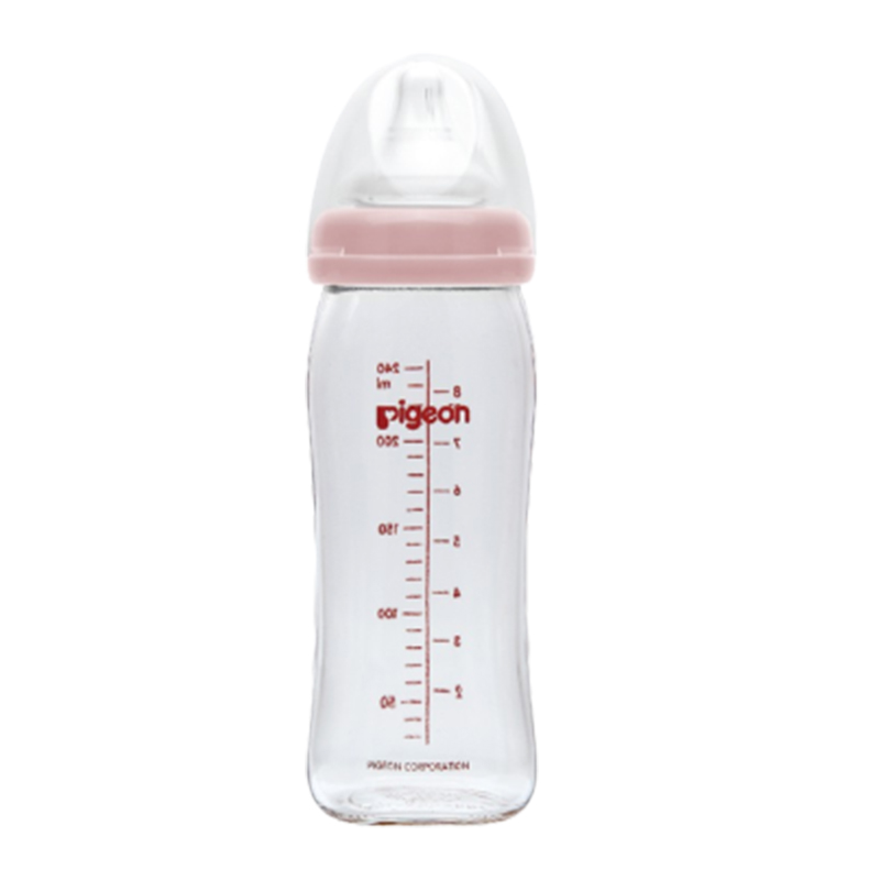 Pigeon Botol Susu Kaca Wide Neck Pink 240ml | Gogobli