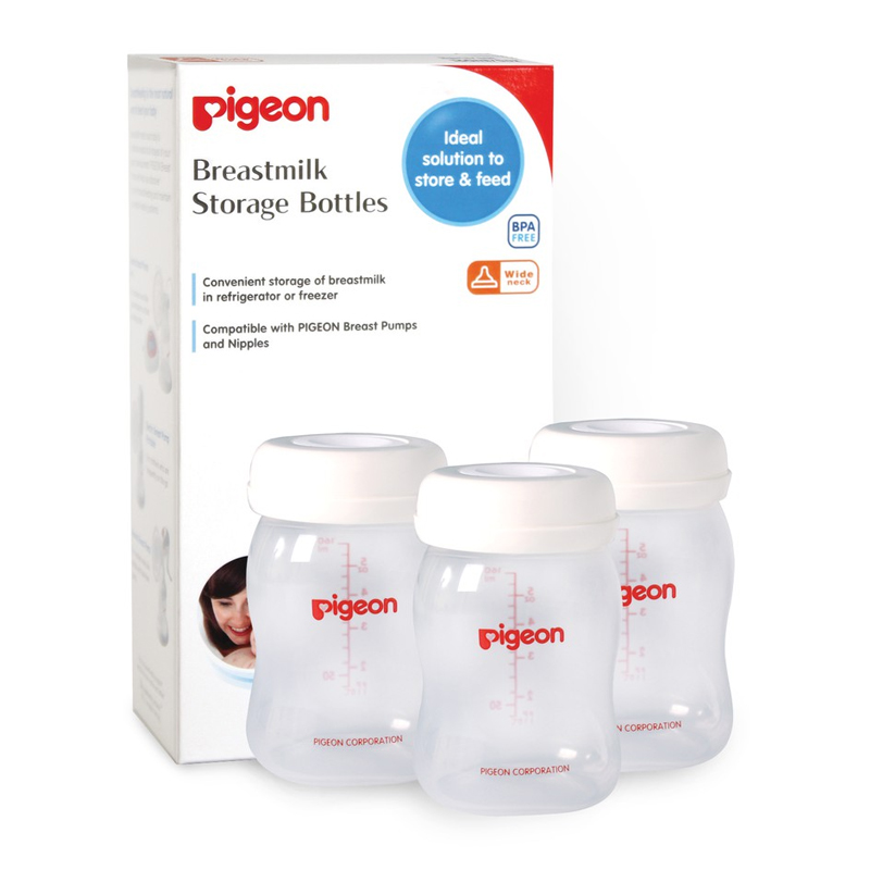 Pigeon Breastmilk Storage Bottles PP Wide Neck 160ml - 3pcs | Gogobli