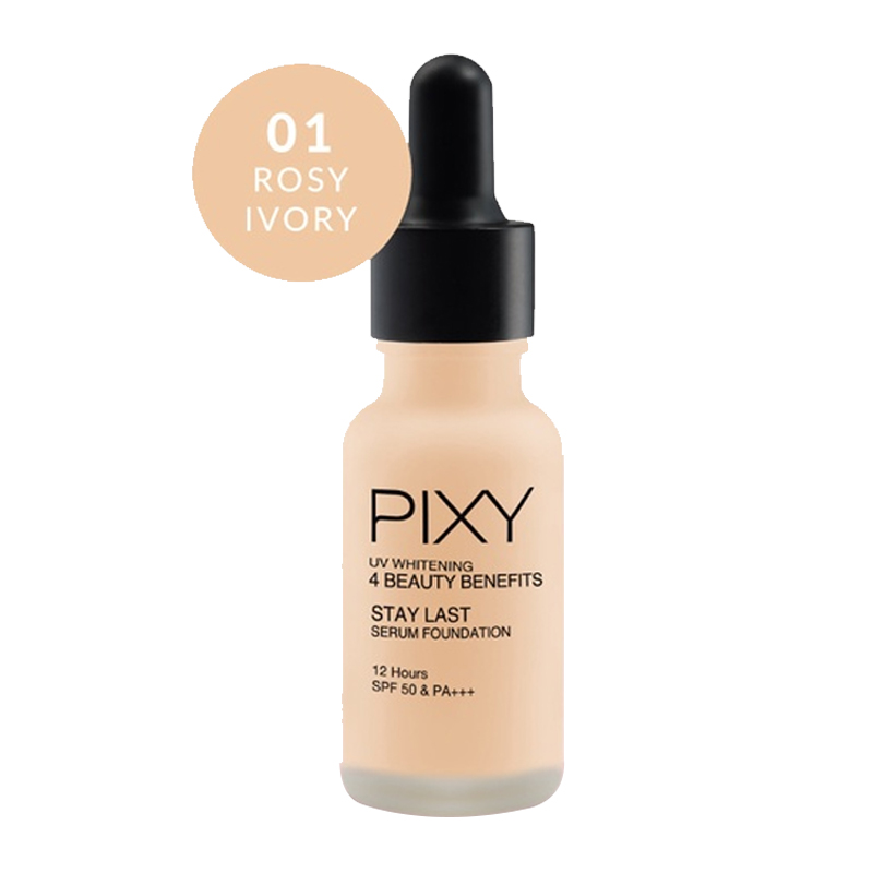 Pixy UV Whitening 4 Beauty Benefits Stay Last Serum Foundation 01 Rosy Ivory 17ml | Gogobli