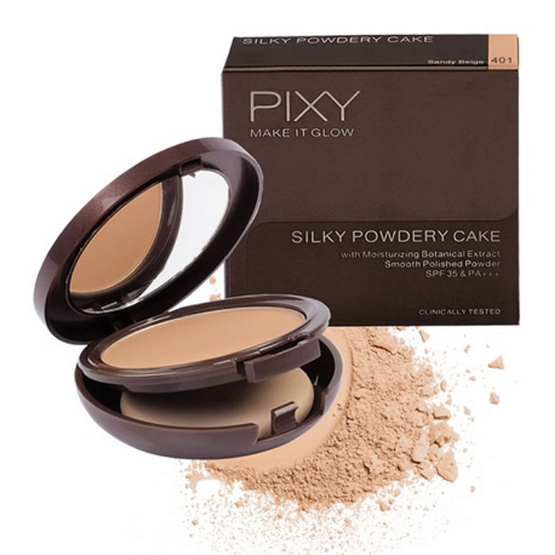 Pixy Make It Glow Silky Powdery Cake 401 Sandy Beige 10gr | Gogobli