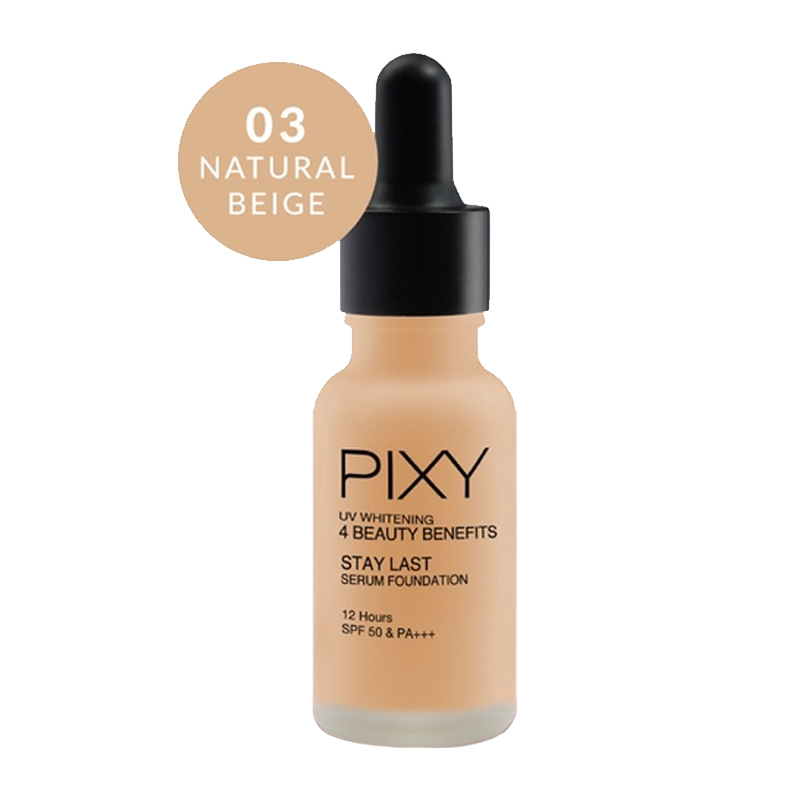 Pixy UV Whitening 4 Beauty Benefits Stay Last Serum Foundation 03 Natural Beige 17ml | Gogobli