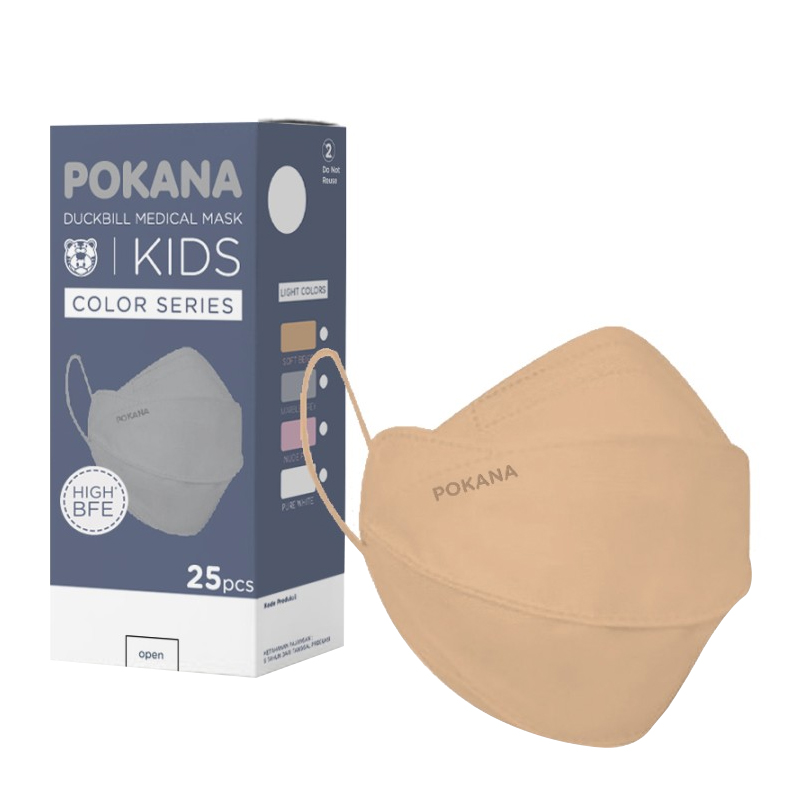 Pokana Kids Duckbill Medical Mask Light Colors Series Soft Beige 25s | Gogobli