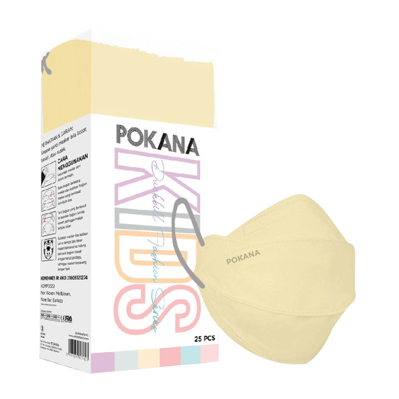Pokana Kids Duckbill Medical Mask Fashion Series Ivory Cream Light Grey 25s | Gogobli