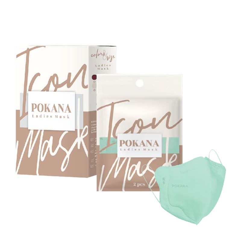 Pokana Icon 4-Ply Medical Ladies Mask Beachglass Mint 12s | Gogobli