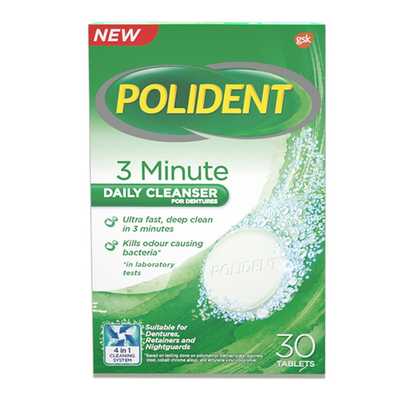 Polident 3 Minute Denture Cleanser 30 Tablet | Gogobli