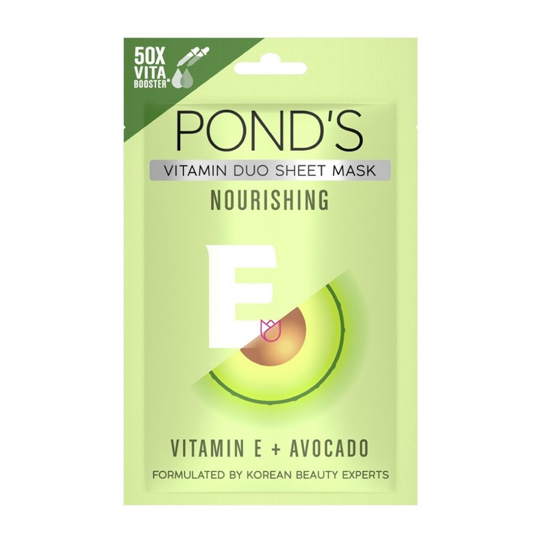 Ponds Vitamin Duo Sheet Mask Vitamin E Plus Avocado 20gr | Gogobli