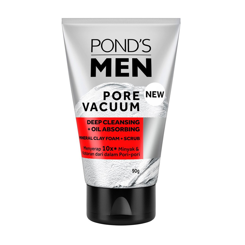 Ponds Men Pore Vacuum Mineral Clay Foam Plus Scrub 90gr | Gogobli