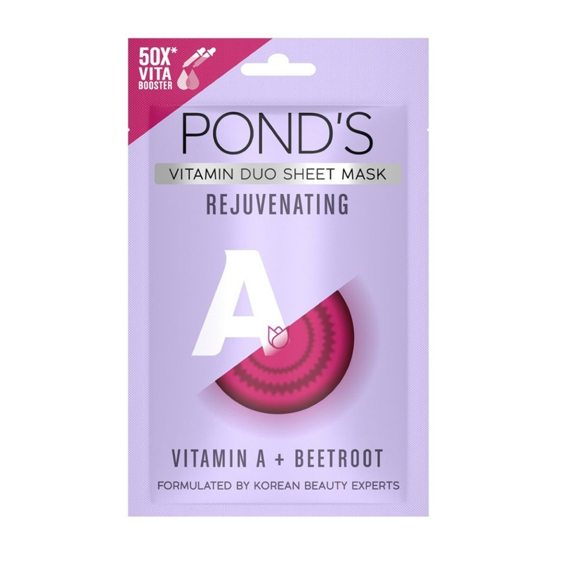 Ponds Vitamin Duo Sheet Mask Vitamin A Plus Beetroot 20gr | Gogobli