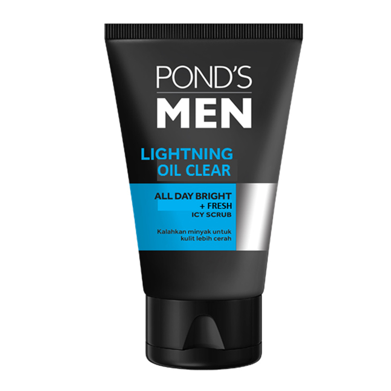 Ponds Men Lightning Oil Clear All Day Bright+Fresh Icy Scrub 100gr | Gogobli