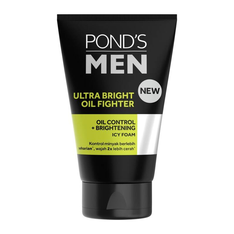 Ponds Men Ultra Bright Oil Fighter Oil Control+Brightening Icy Foam 100gr | Gogobli