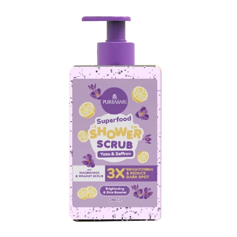 Purbasari Superfood Shower Scrub Yuzu & Saffron 280 Ml | Gogobli