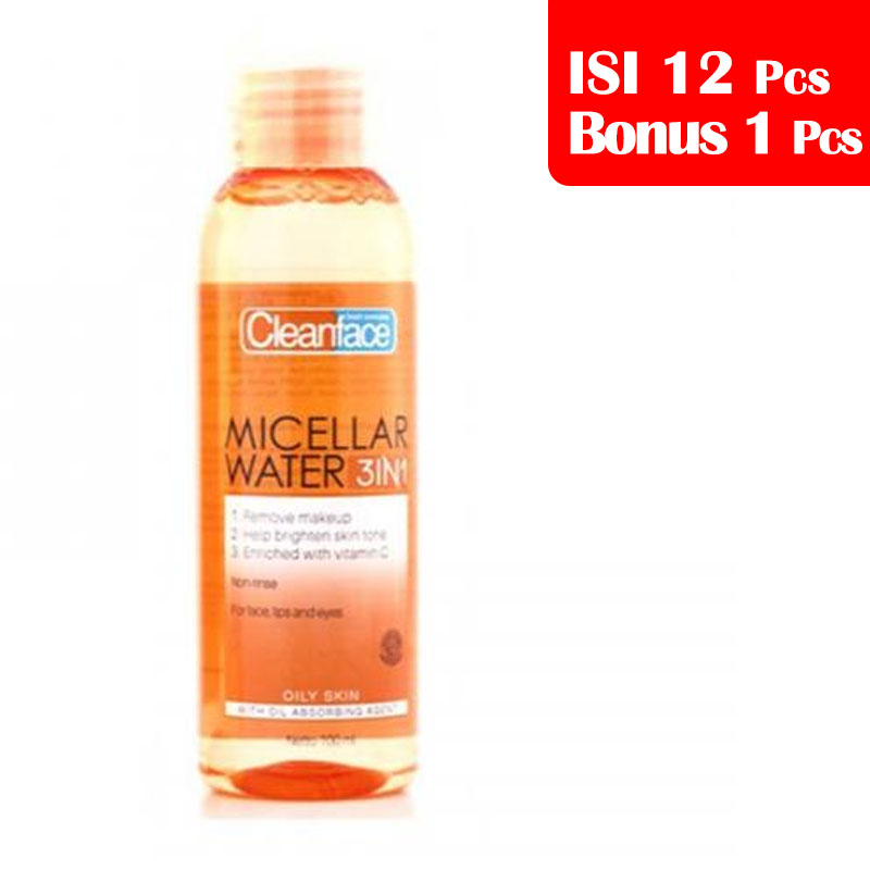 Purbasari Clean Face Micellar Water 3In1 Oily Skin 100ml (PAKET ISI 12pcs BONUS 1pc) | Gogobli