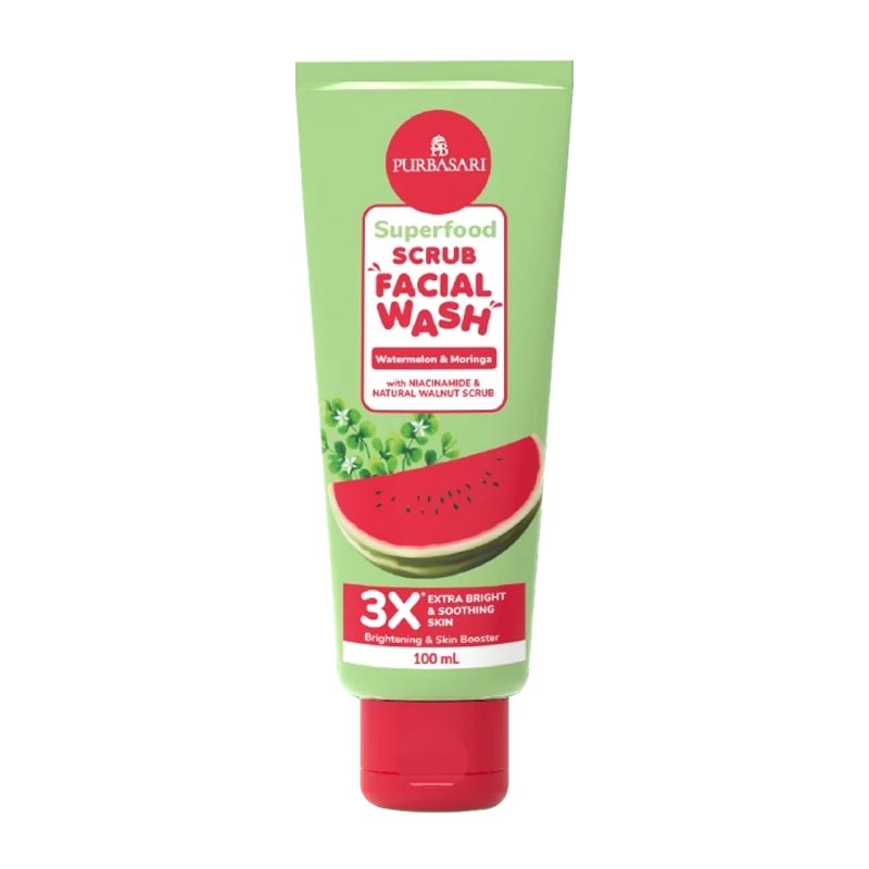 Purbasari Superfood Scrub Facial Wash Watermelon & Moringa 100 Ml | Gogobli