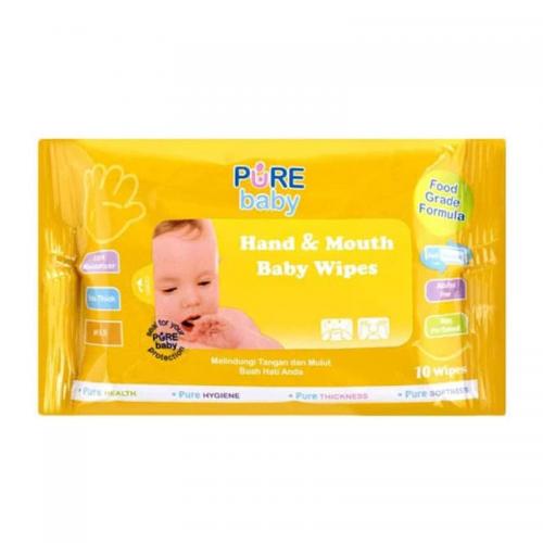 Pure Baby Hand And Mouth Baby Wipes Orange 10s (ED: Okt 24) | Gogobli