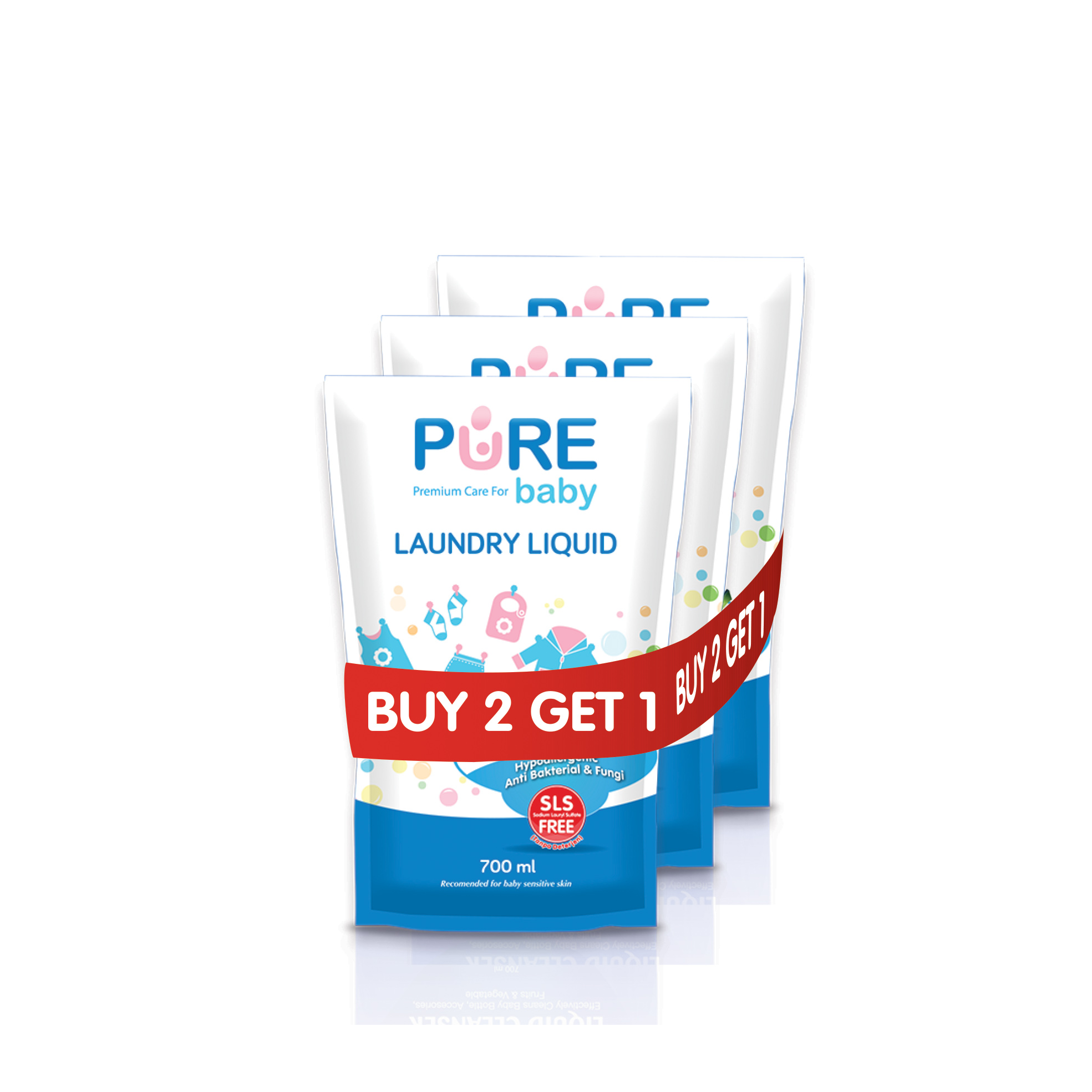 Pure Baby Laundry Liquid Refill 700ml Buy 2 Get 1 Free | Gogobli