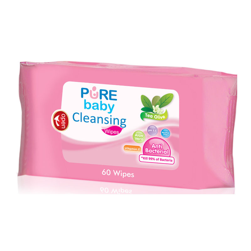 Pure Baby  Cleansing Wipes Tea Olive 60s | Gogobli