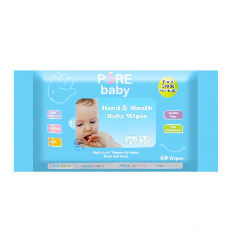 Pure Baby Hand And Mouth Baby Wipes Aloevera 60s | Gogobli