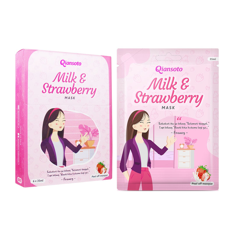 Qiansoto Peel-Off (Frency Series) Milk & Strawberry Mask (6 Sachet @35ml) | Gogobli
