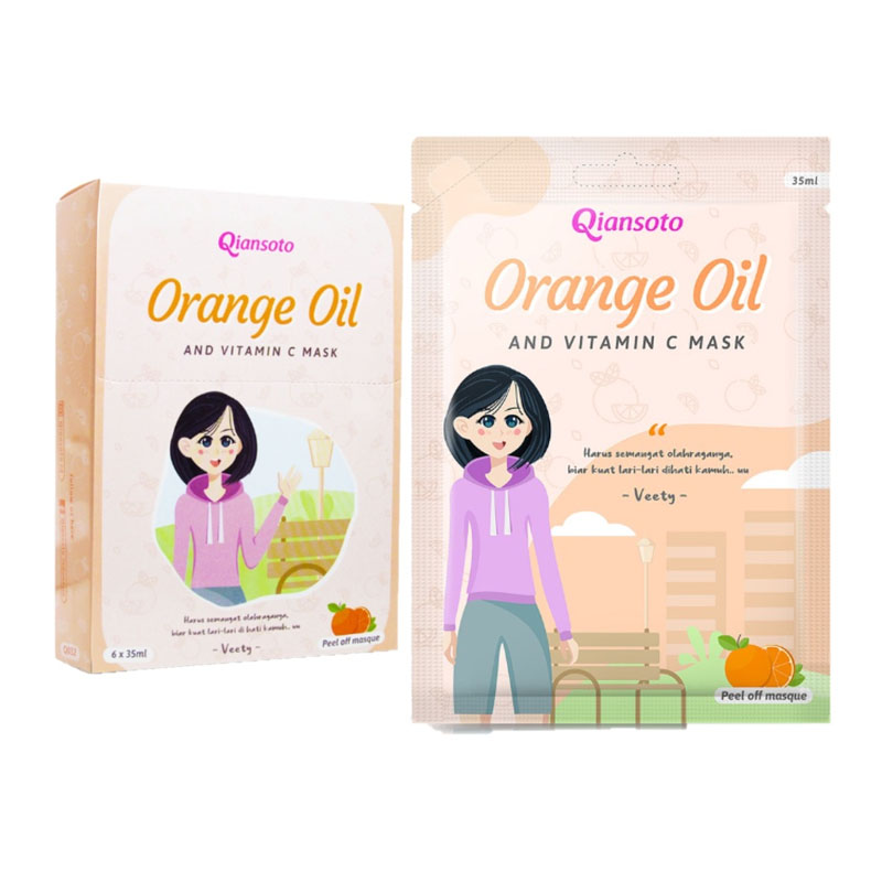 Qiansoto Peel-Off (Veety Series) Orange Oil & Vitamin Mask (6 Sachet @35ml) | Gogobli