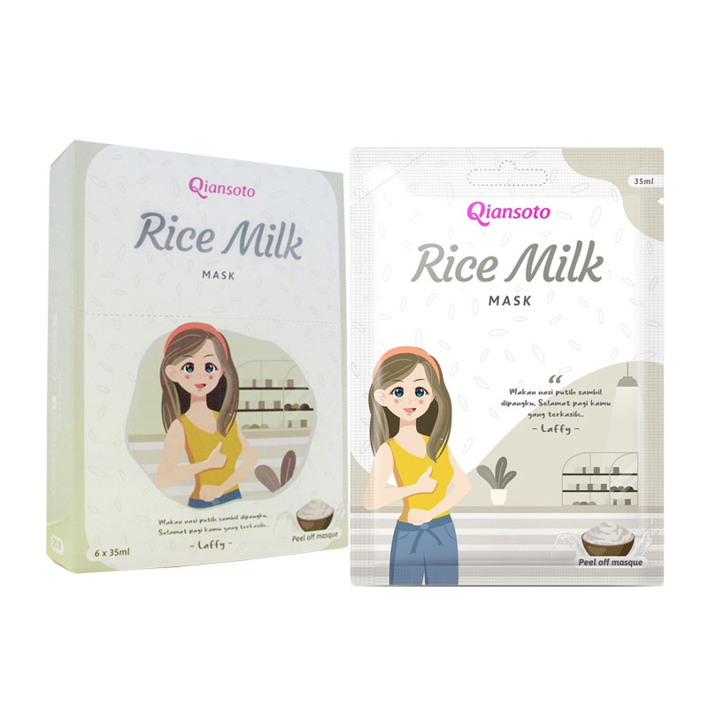 Qiansoto Peel-Off (Laffy Series) Rice Milk Mask (6 Sachet @35ml) | Gogobli