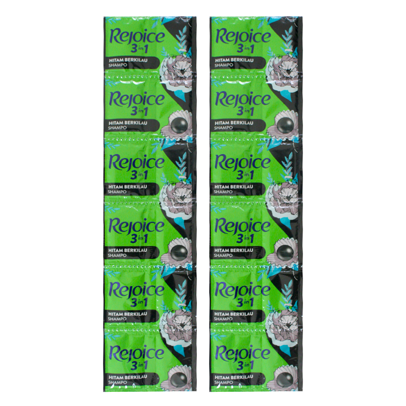 Rejoice 3in1 Shampo Hitam Berkilau Renceng (10ml X 12 Sachet) | Gogobli
