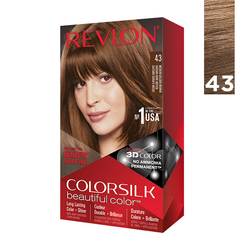 Revlon Hair Color Colorsilk 43 Medium Golden Brown | Gogobli